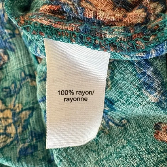 Large Maurices Teal Floral Mixed Print Kimono - Picture 9 of 12